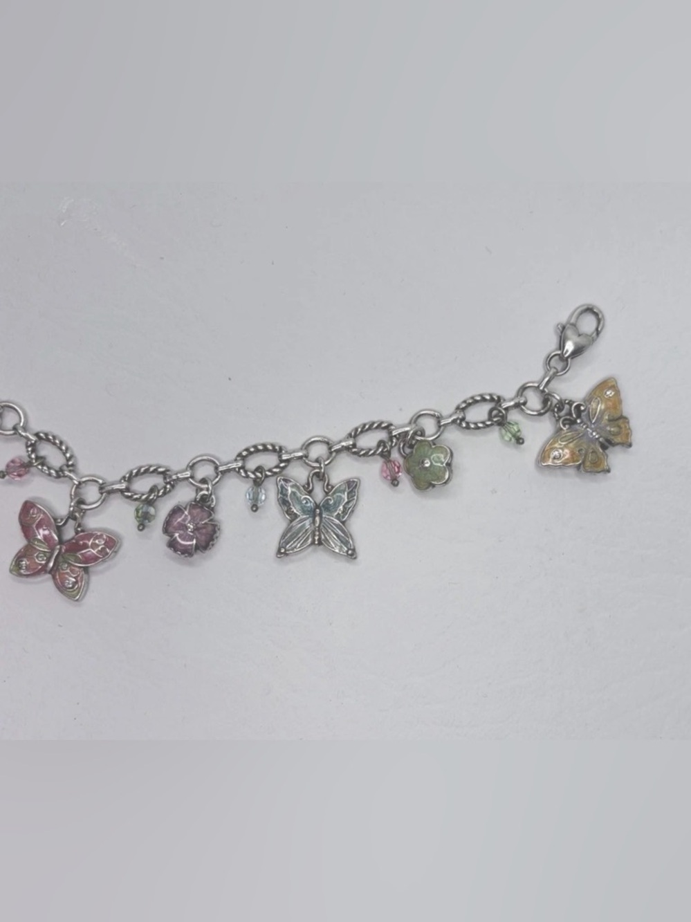 🦋 BRIGHTON 🌺 Silver Butterfly & Flower Charm Bracelet! - Picture 15 of 15